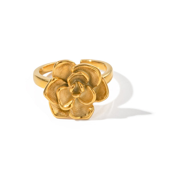 18K gold fashionable camellia design ring
