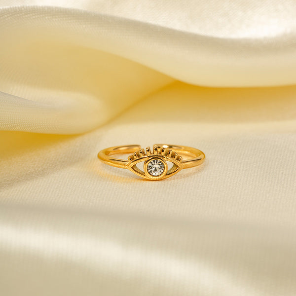 18K gold novel and trendy devil's eye inlaid zircon design versatile ring