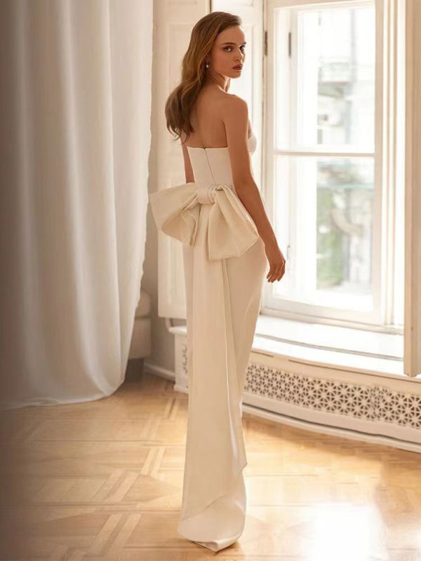 Women's New Simple White Tube Top Slim Dress